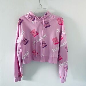 Polaroid Graphic Cropped Hoodie Sz M